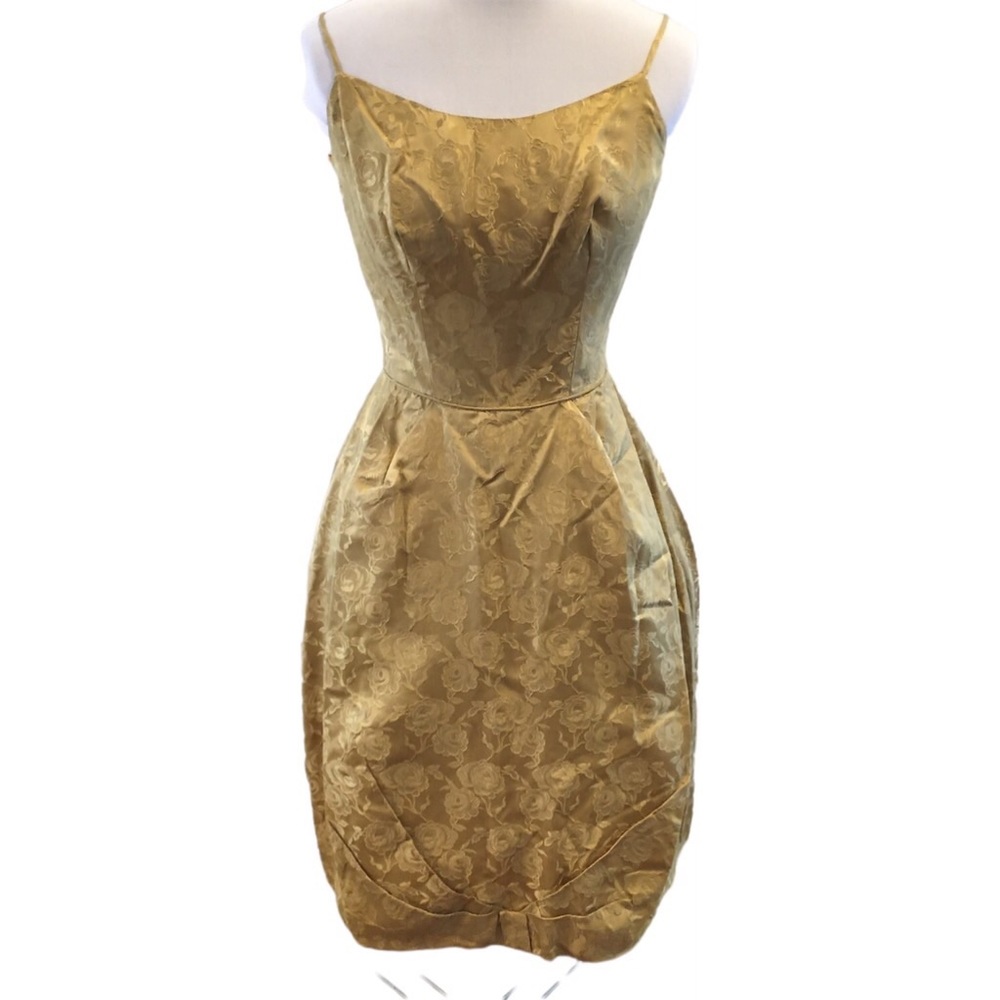 Vintage late 50s/early 60s Gold brocade dress - Picture 1 of 13